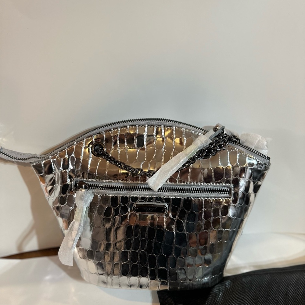 Sharif Silver Embossed Clutch